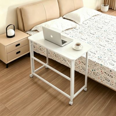 3. MACLEAN FOLDING DESK TABLE WITH WHEELS MACLEAN FOLDING DESK TABLE, WHITE, MOBILE, 100X65CM, MAX. 50KG, ANGLED, SHAPE