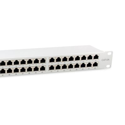 3. Equipment 19" Patch Panel 48xRJ45 Cat6a FTP 1U 500MHz RAL7035