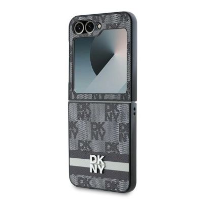 6. DKNY Checkered Pattern Printed Stripes case for Samsung Galaxy Z Flip 6 - black