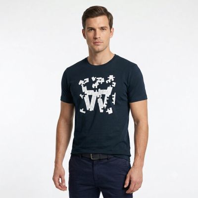 3. Wood Wood Ace Puzzle T-shirt Navy - 10295703-2222-7000