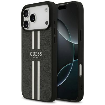 Guess 4G Printed Stripes MagSafe case for iPhone 17 Pro Max - black