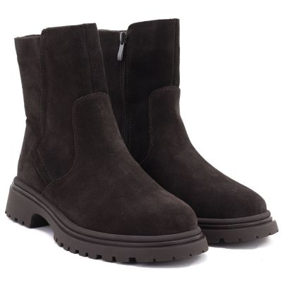 4. Women's leather ankle boots suede chocolate Sergio Leone BT-27