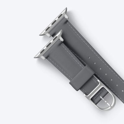 8. AmazingThing Class Band Leather Strap for Apple Watch 45 / 46 / 49 mm - Gray