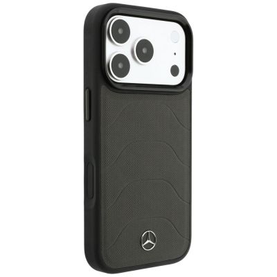 4. Mercedes Leather Mesh with Bow Line MagSafe Case for iPhone 18 Pro Max / 17 Pro Max - Dark Gray