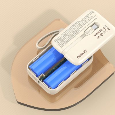 6. Dudao K14 10000mAh power bank with USB-C / Lightning cables - beige
