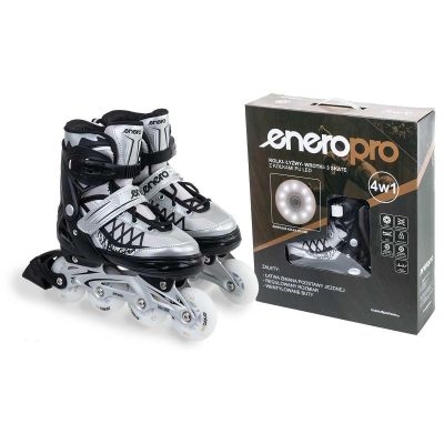 30. ROLLER SKATES-ROLLER SKATES-ICE SKATING 4IN1 ENERO PRO LED 38-41 GRAY