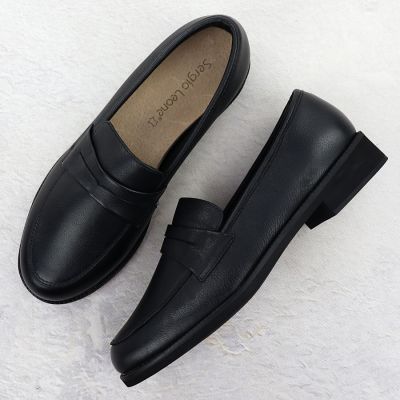 4. Women’s Black Leather Loafers Sergio Leone MK25112-S