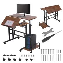 Maclean mobile desk laptop table, black, 80x60cm, 50kg max, adjustable height 67-115cm, MC-124 B