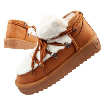 D.Franklin women's winter snow boots, fashionable fur lining, brown ankle boots
