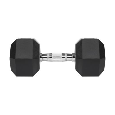 5. HEX 2x15 kg rubber-coated cast iron dumbbells REBEL ACTIVE