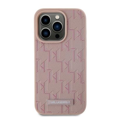 3. Karl Lagerfeld Leather Monogram Metal Logo case for iPhone 15 Pro Max - pink