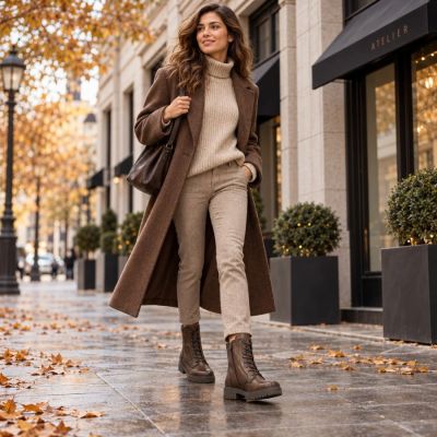 9. Brown women's leather worker boots Rieker 75800-25