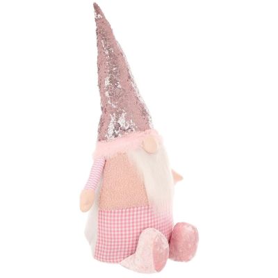 6. DECORATIVE gnome with sequins 50cm pink