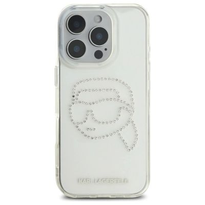 3. Karl Lagerfeld IML Rhinestones Karl Head Case for iPhone 16 Pro - Clear