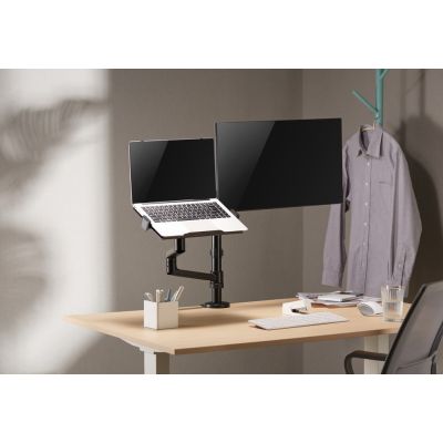 19. GEMBIRD ADJUSTABLE DESK ARM/MONITOR HOLDER + NOTEBOOK STAND 17-32, VESA 100X100MM, UP TO 8 KG