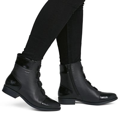 6. Rieker 77053-00 comfortable black women's leather ankle boots