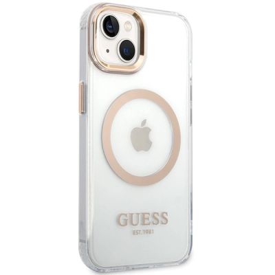 4. Guess Metal Outline MagSafe Case for iPhone 15 Plus / 14 Plus - Gold