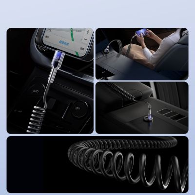 7. Joyroom S-A43 Crystal-Clear Series 60W USB-C - USB-C spiral cable 1.5m - black