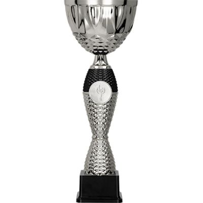 2. Silver and black metal cup