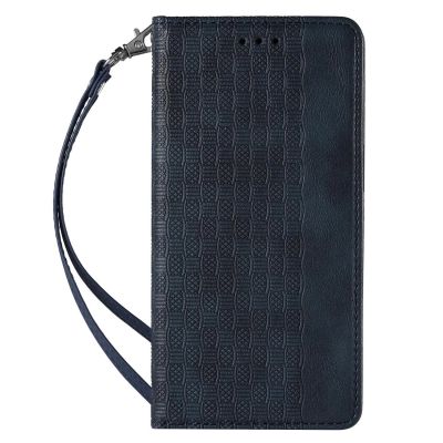 4. Magnet Strap Case Case for Samsung Galaxy S22 + (S22 Plus) Pouch Wallet + Mini Lanyard Pendant Blue