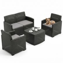 LOUNGE FURNITURE SET: 2 ARMCHAIRS + SOFA + COMO TABLE