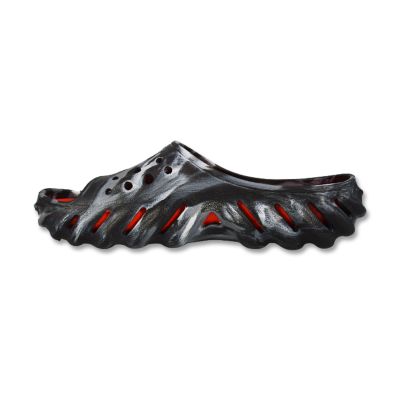 2. Crocs Echo Marbled Slide Pool Clogs in Black/Flame - 208467-0X9