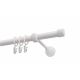 Single Curtain Rod Ø 19 mm, White, 480 cm, LUNA with Rings, KOWALSKI