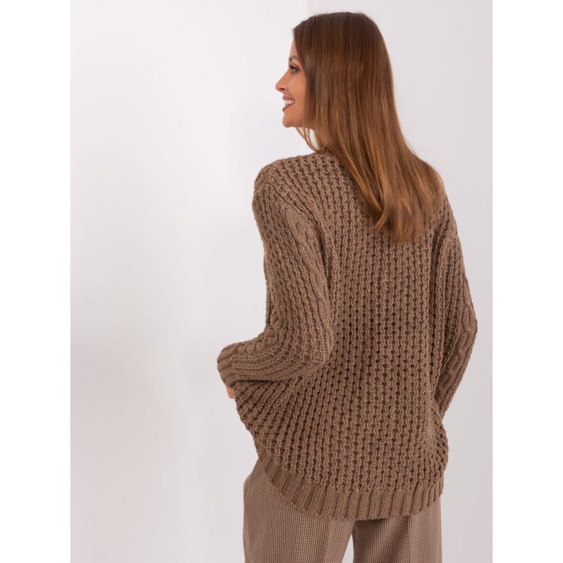 4. Brown women's cable knit cardigan (BA-SW-8001-1.16P)