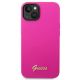 3. Guess Silicone Vintage Gold Logo Case for iPhone 14 / 15 Plus - Fuchsia