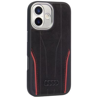 2. Audi R8 Genuine Leather MagSafe Case for iPhone 17 - Black and Red