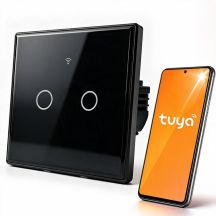 QOLTEC LIGHT ON/OFF SWITCH | TOUCH 2-CHANNEL | WI-FI | TIMER | TUYA | BLACK