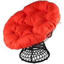 360-DEGREE SWIVEL GARDEN CHAIR WITH RED CUSHION