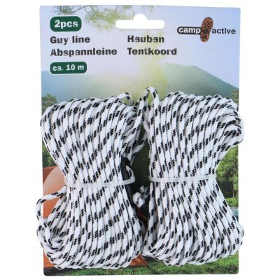 5. TOURIST ROPE TENSION FOR TENTS 2 PCS 10M BLACK AND WHITE CAMP ACTIVE
