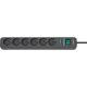Brennenstuhl Eco-Line Black 6 x power socket 1.5 m