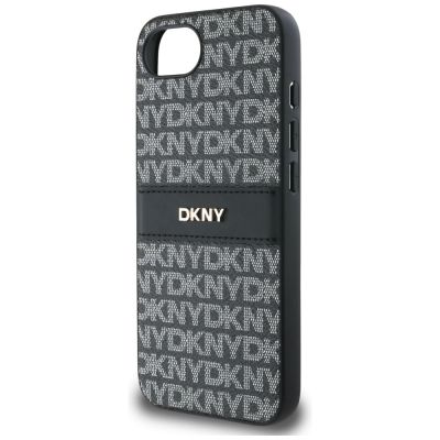 6. DKNY Repeat Texture Pattern with Tonal Stripe case for iPhone 16e - black
