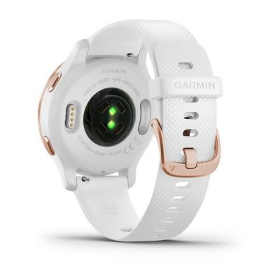 4. Garmin Venu 2S Watch (40 mm) Rose Gold Stainless Steel Bezel / White Case / Silicone Band