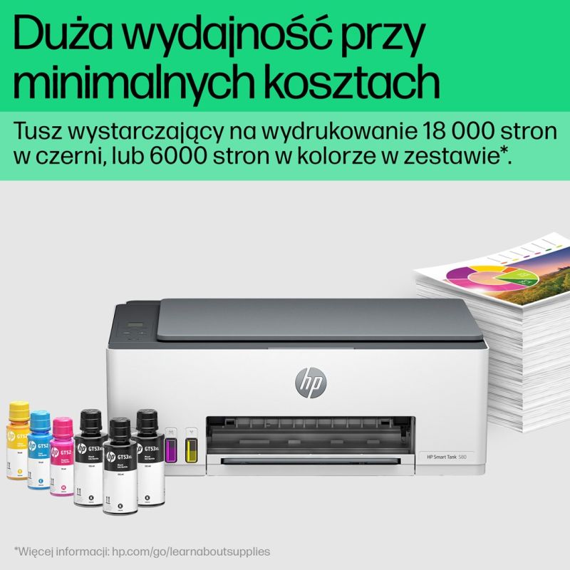 5. HP Smart Tank 580 Wireless All-in-One Color Printer, Copier, Scanner