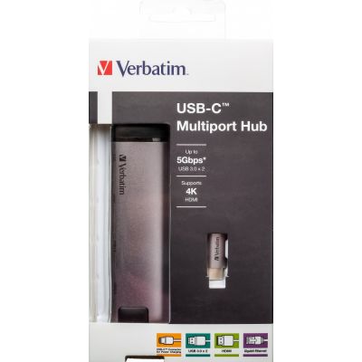 2. Verbatim 49141 USB 3.2 Gen 1 (3.1 Gen 1) Type-C Docking Station Black, Silver