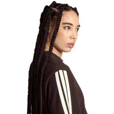 4. Women's adidas Essentials 3-Stripes Boyfriend T-shirt Dark Brown KX0794