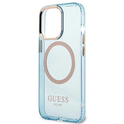 6. Guess Gold Outline Translucent MagSafe case for iPhone 13 Pro / iPhone 13 - blue