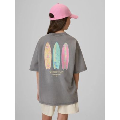 2. Loose T-shirt with print for girls 4F 4FJRSS26TTSHF3980-25S
