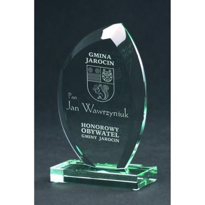 7. Engraved glass trophy with case