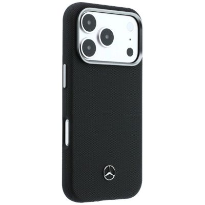 4. Mercedes Leather Semi Wrap Grill Pattern MagSafe Case for iPhone 17 Pro - Black