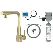 Kitchen faucet with water filtration kit and pull-out spout