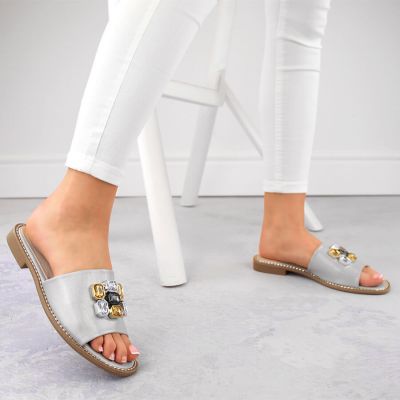 5. S.Barski W OLI262B silver zirconium flip-flops