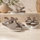 5. Women's leather wedge sandals beige Jezzi 26SD18-32