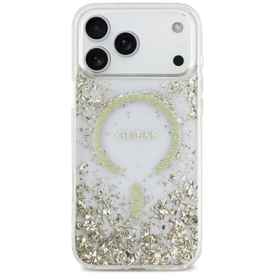 3. Guess Resin Bottom Glitter MagSafe Case for iPhone 18 Pro Max / 17 Pro Max - Gold