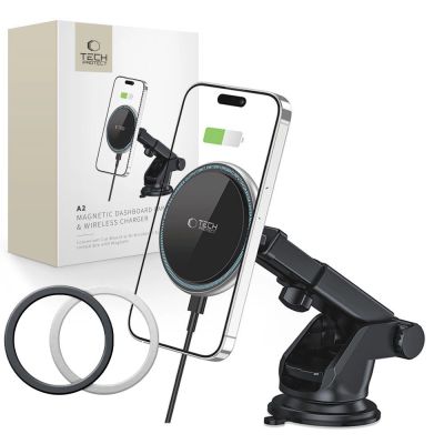 Tech-Protect A2 Car Phone Holder with MagSafe 15W Inductive Charger for Cockpit - Black