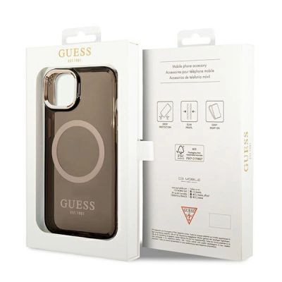 8. Guess GUHMP14MHTCMK iPhone 14 Plus 6.7" black/black hard case Gold Outline Translucent MagSafe