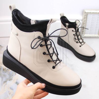 12. Filippo W PAW482 beige insulated leather platform ankle boots